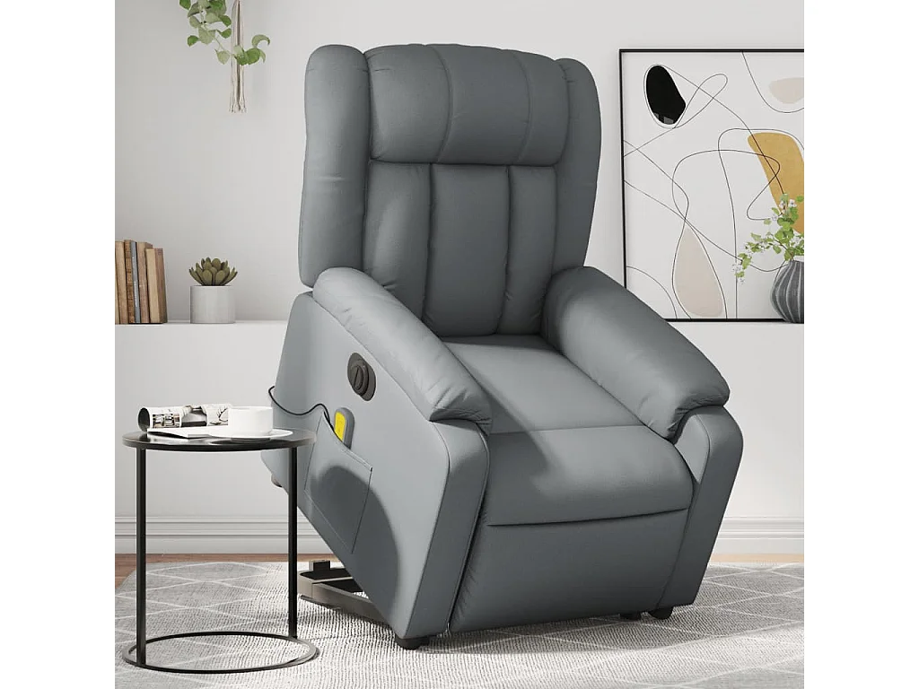 Fauteuil inclinable massant électrique gris similicuir