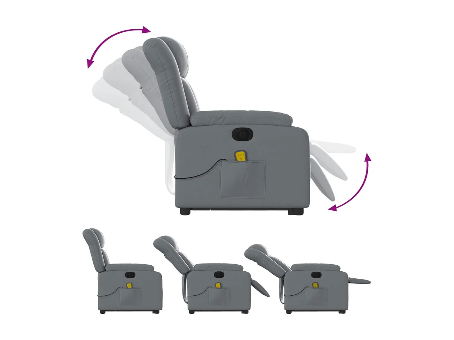 Fauteuil inclinable massant électrique gris similicuir