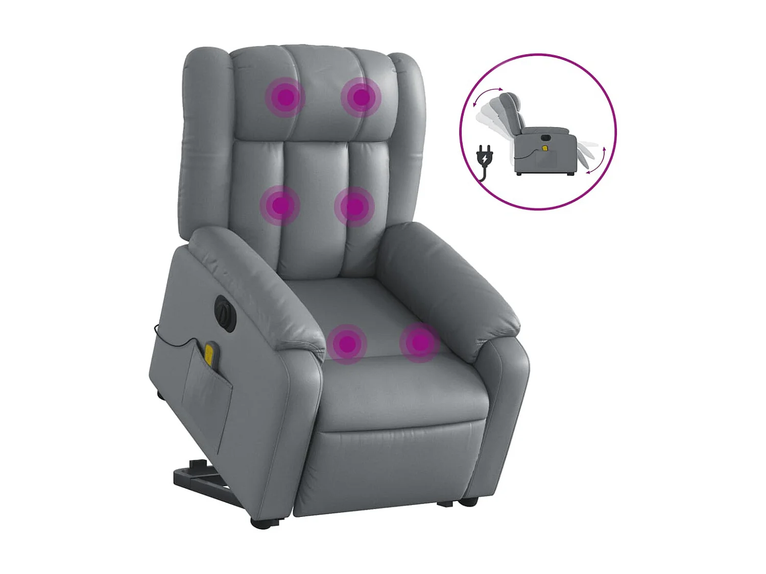 Fauteuil inclinable massant électrique gris similicuir