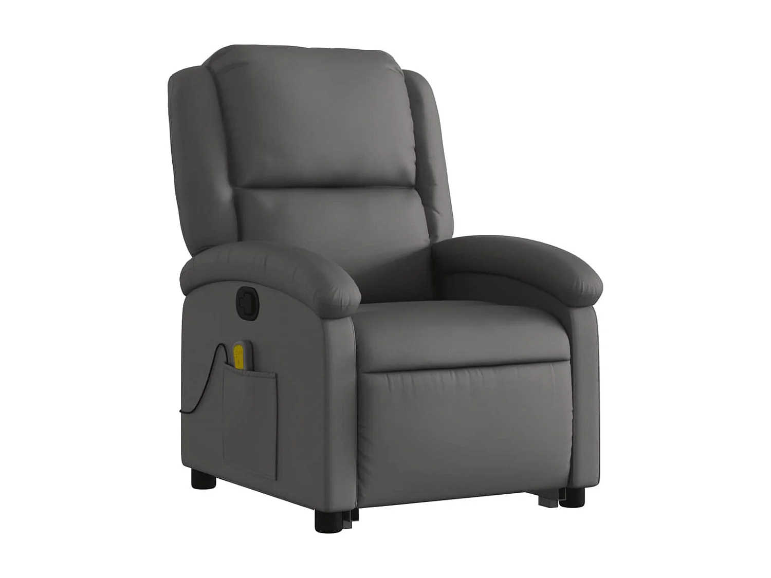 Fauteuil inclinable massant gris cuir véritable