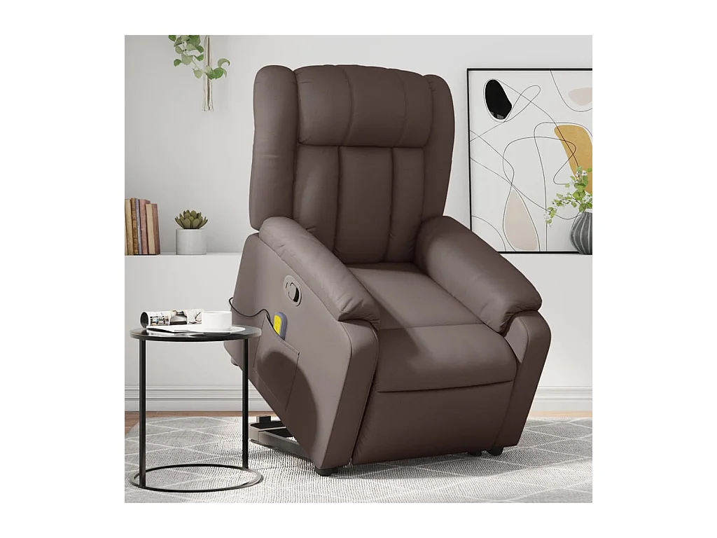 Fauteuil inclinable massant Marron Similicuir