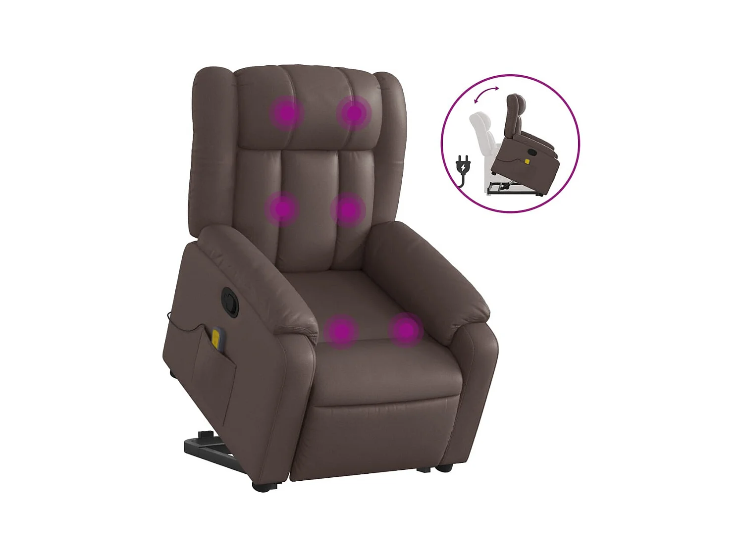 Fauteuil inclinable massant Marron Similicuir
