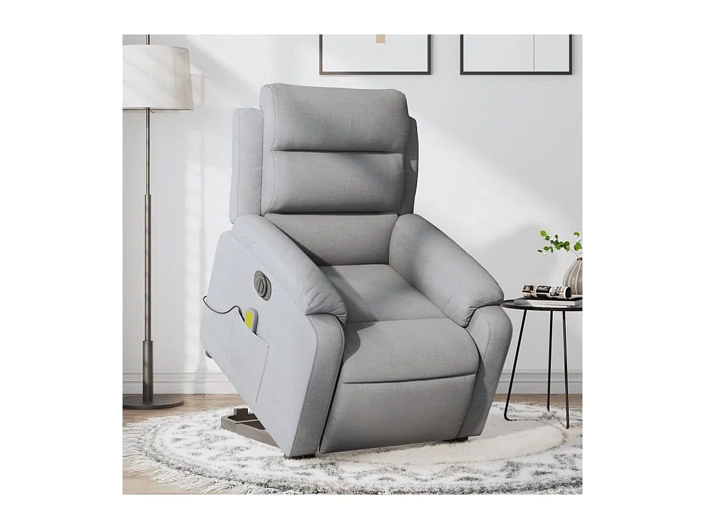 Fauteuil inclinable massant électrique Gris clair Tissu