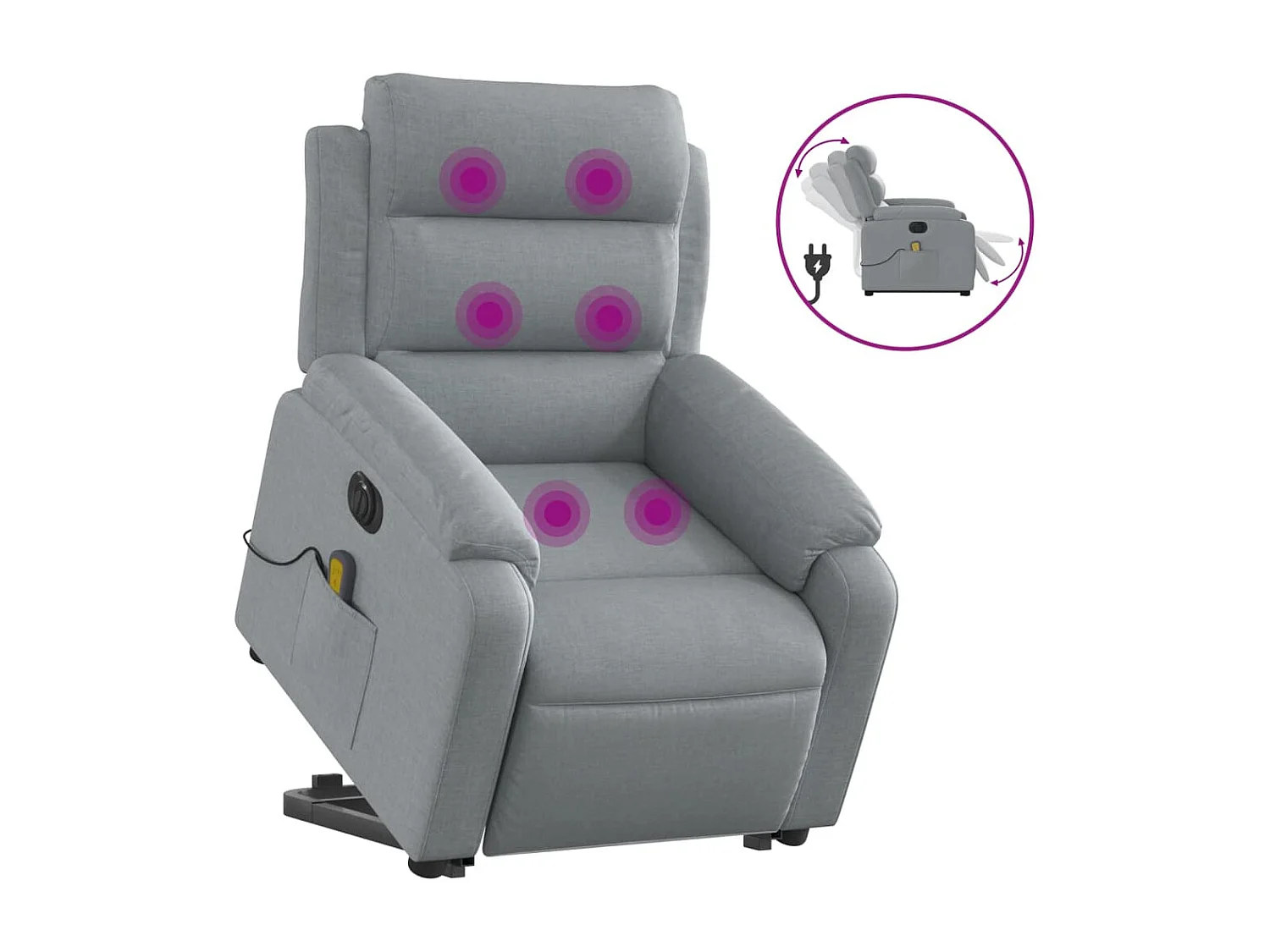 Fauteuil inclinable massant électrique Gris clair Tissu