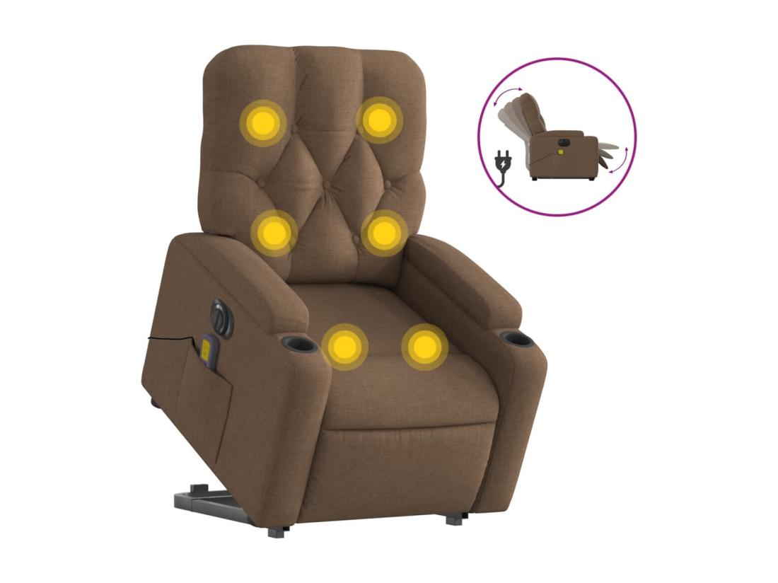 vente unique Fauteuil inclinable massant électrique Marron Tissu