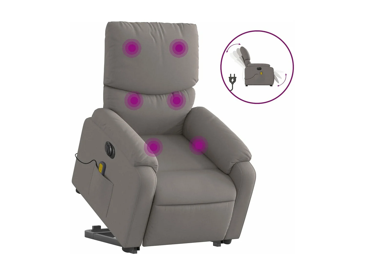 Fauteuil inclinable massant électrique Taupe Tissu