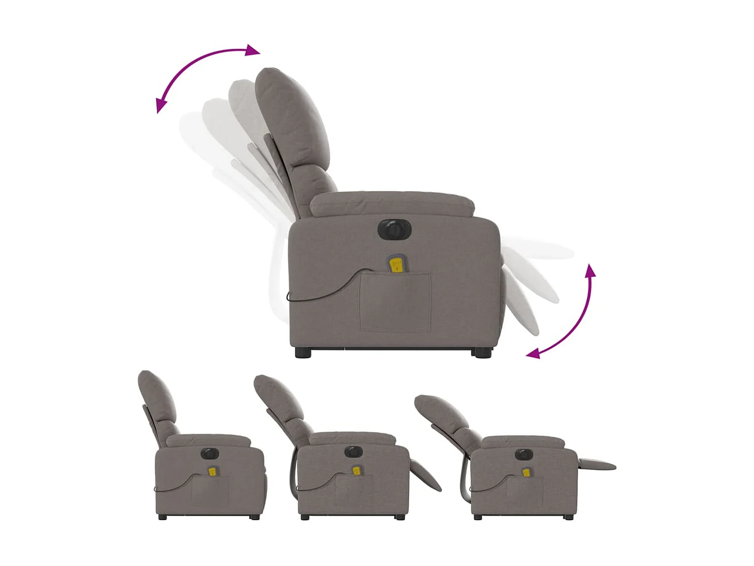Fauteuil inclinable massant électrique Taupe Tissu