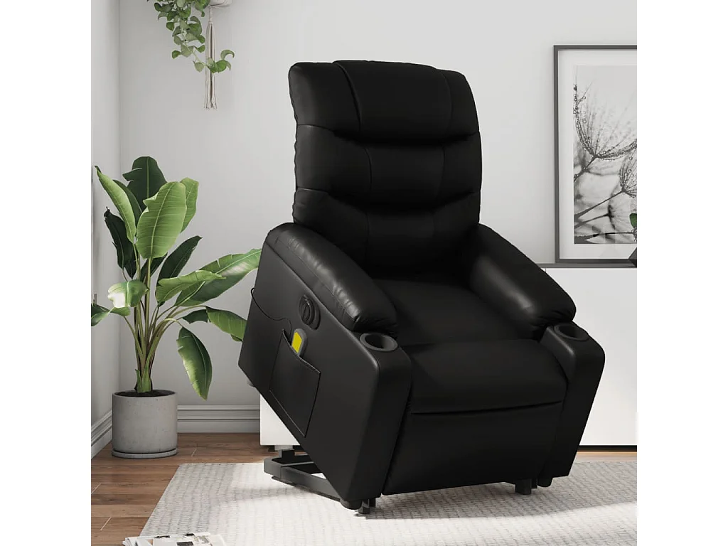 Fauteuil inclinable massant électrique noir similicuir