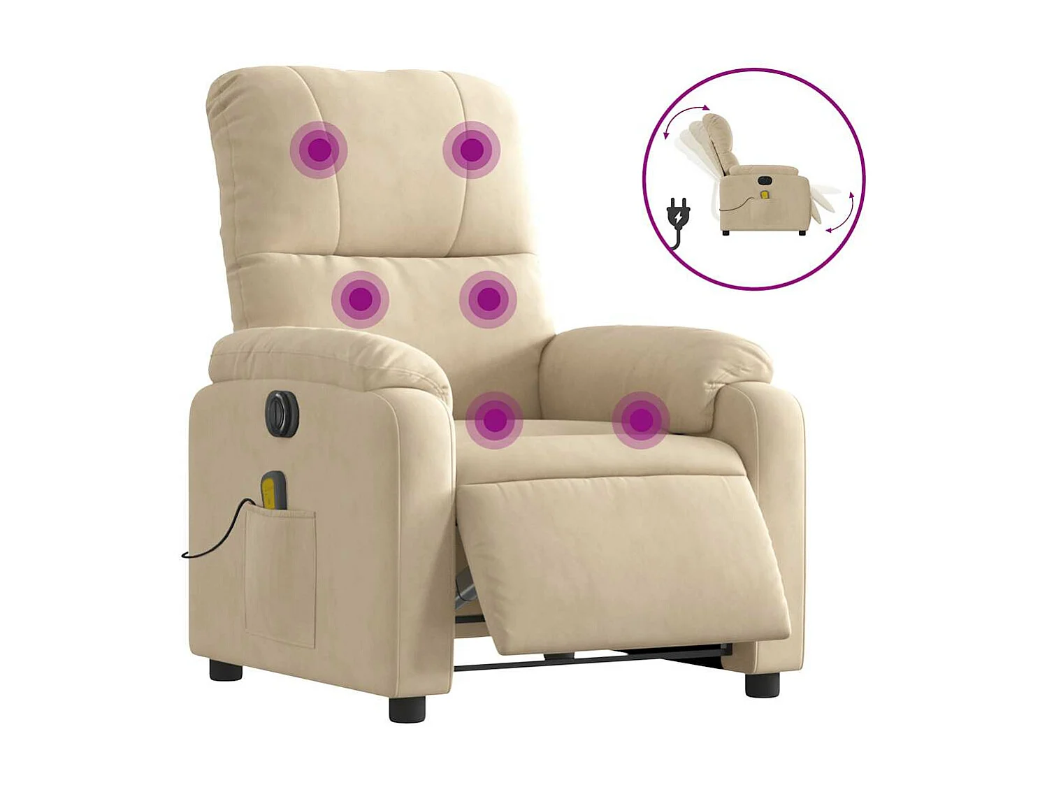 Fauteuil inclinable massant électrique crème