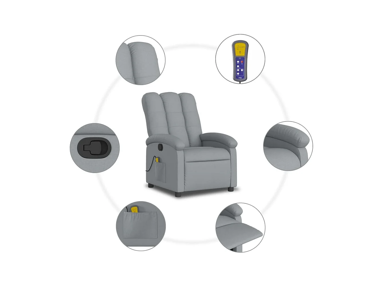 Fauteuil massant inclinable Gris clair Tissu