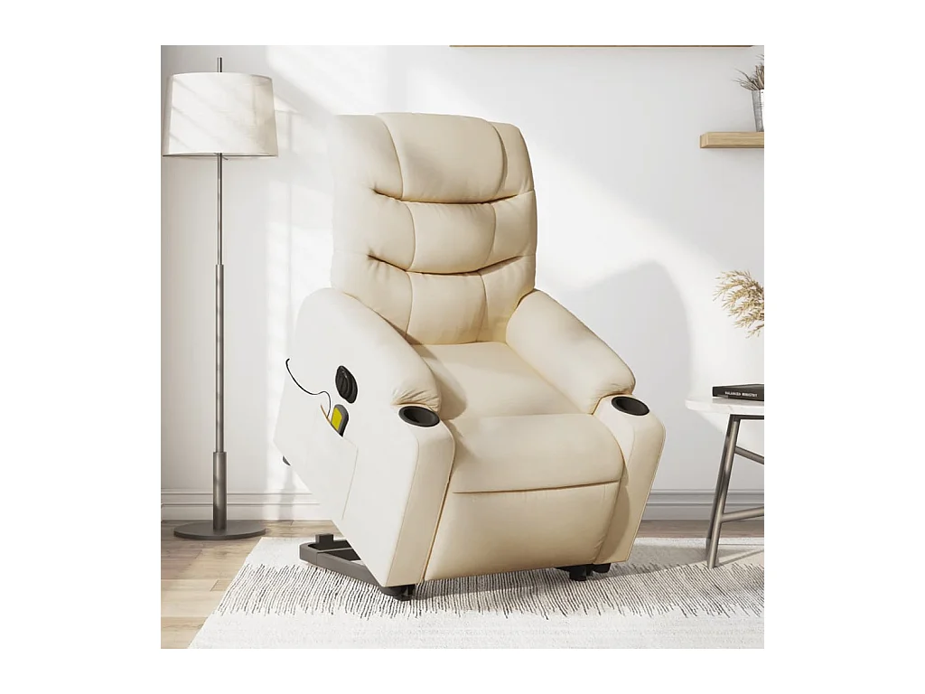 Fauteuil inclinable massant électrique Crème Tissu