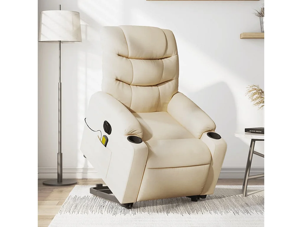 Fauteuil inclinable massant électrique Crème Tissu