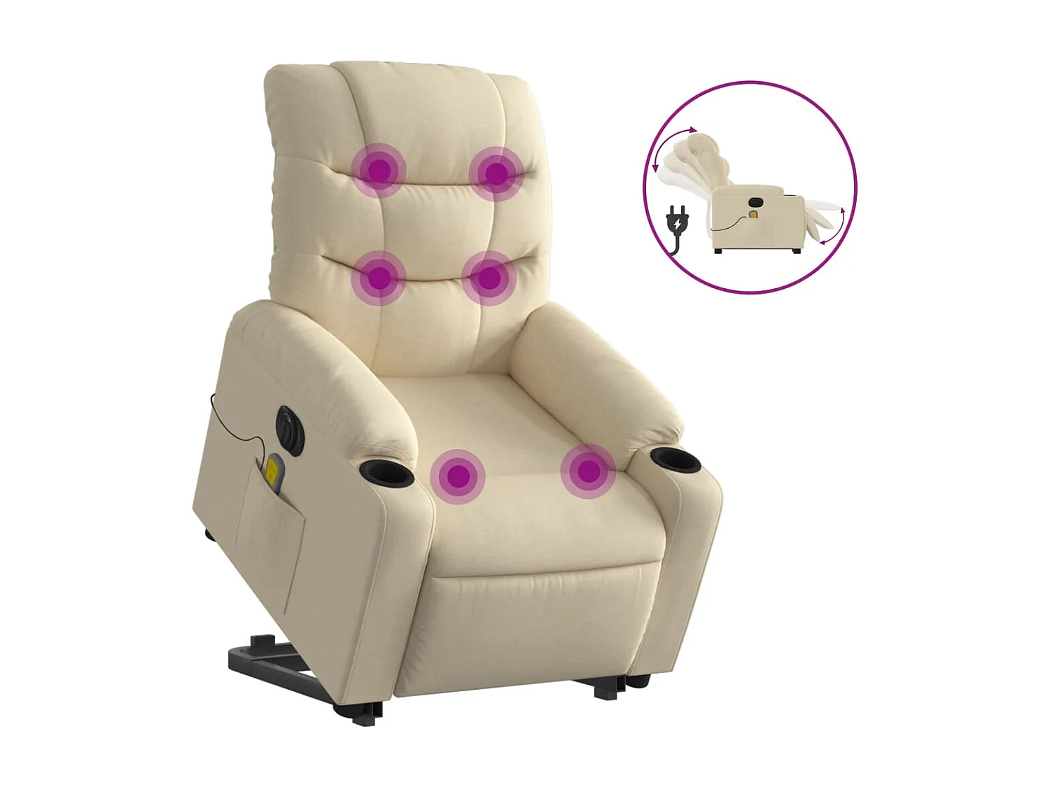 Fauteuil inclinable massant électrique Crème Tissu