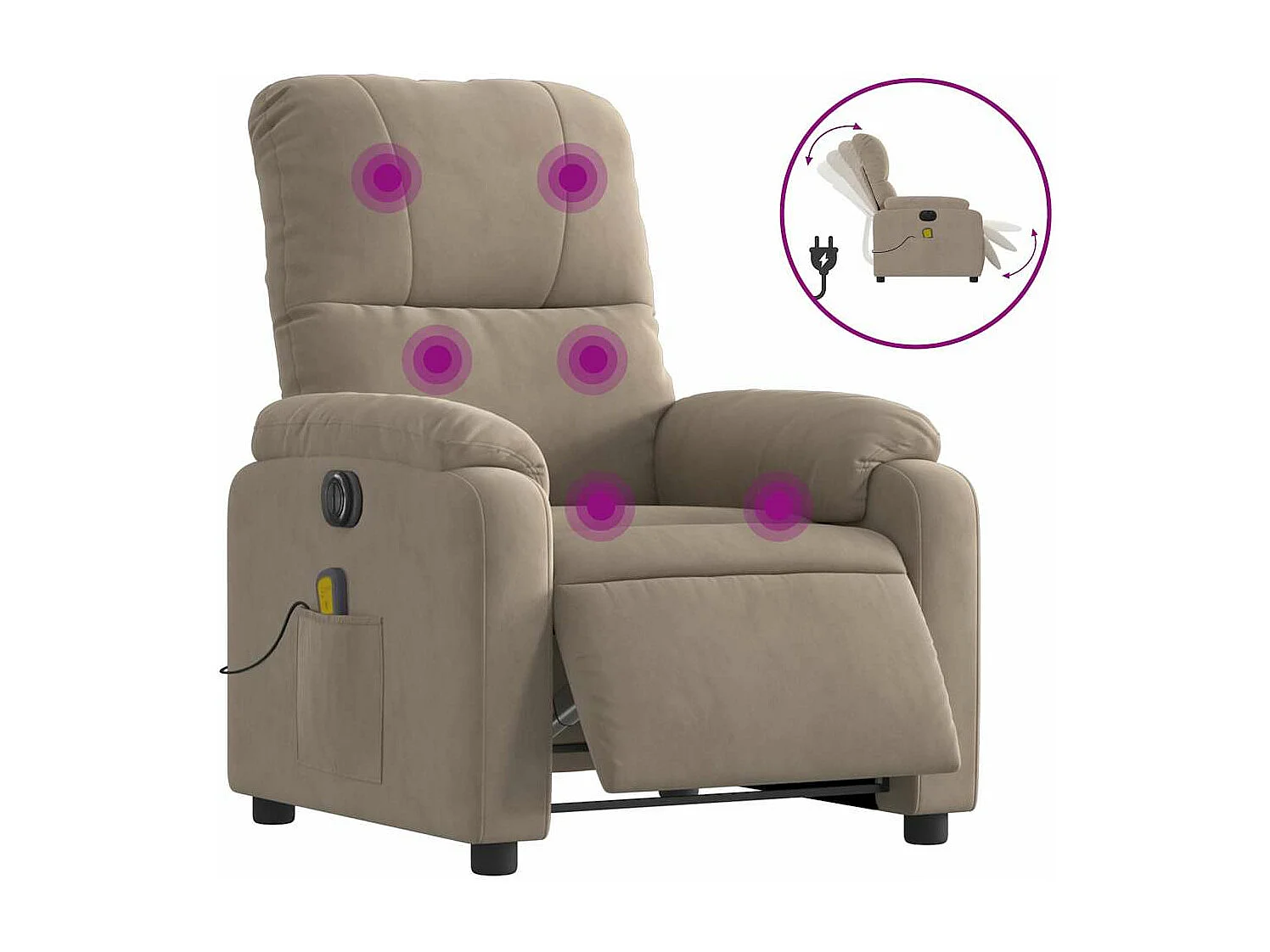 Fauteuil inclinable massant électrique taupe