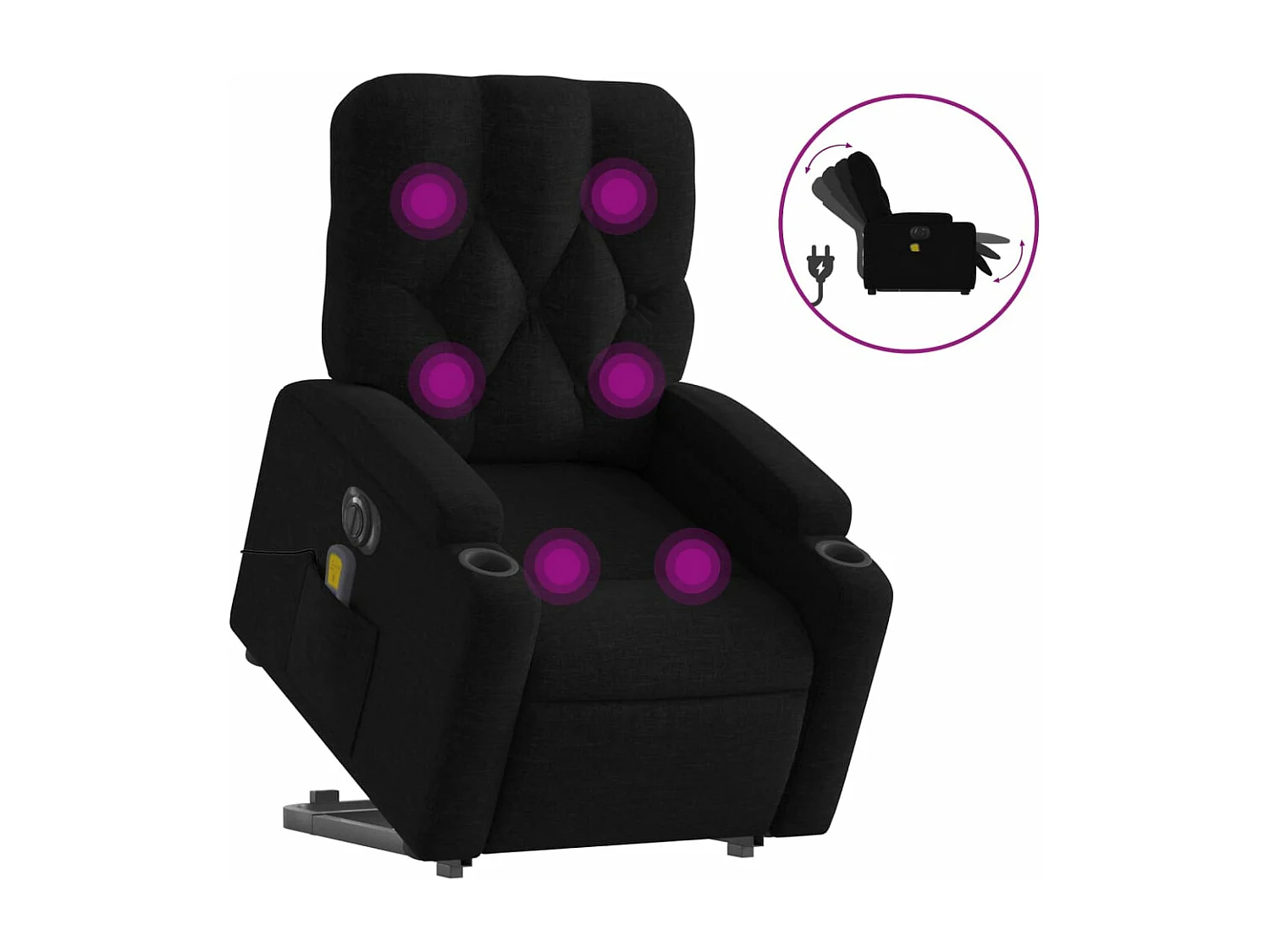 Fauteuil inclinable massant électrique Noir Tissu