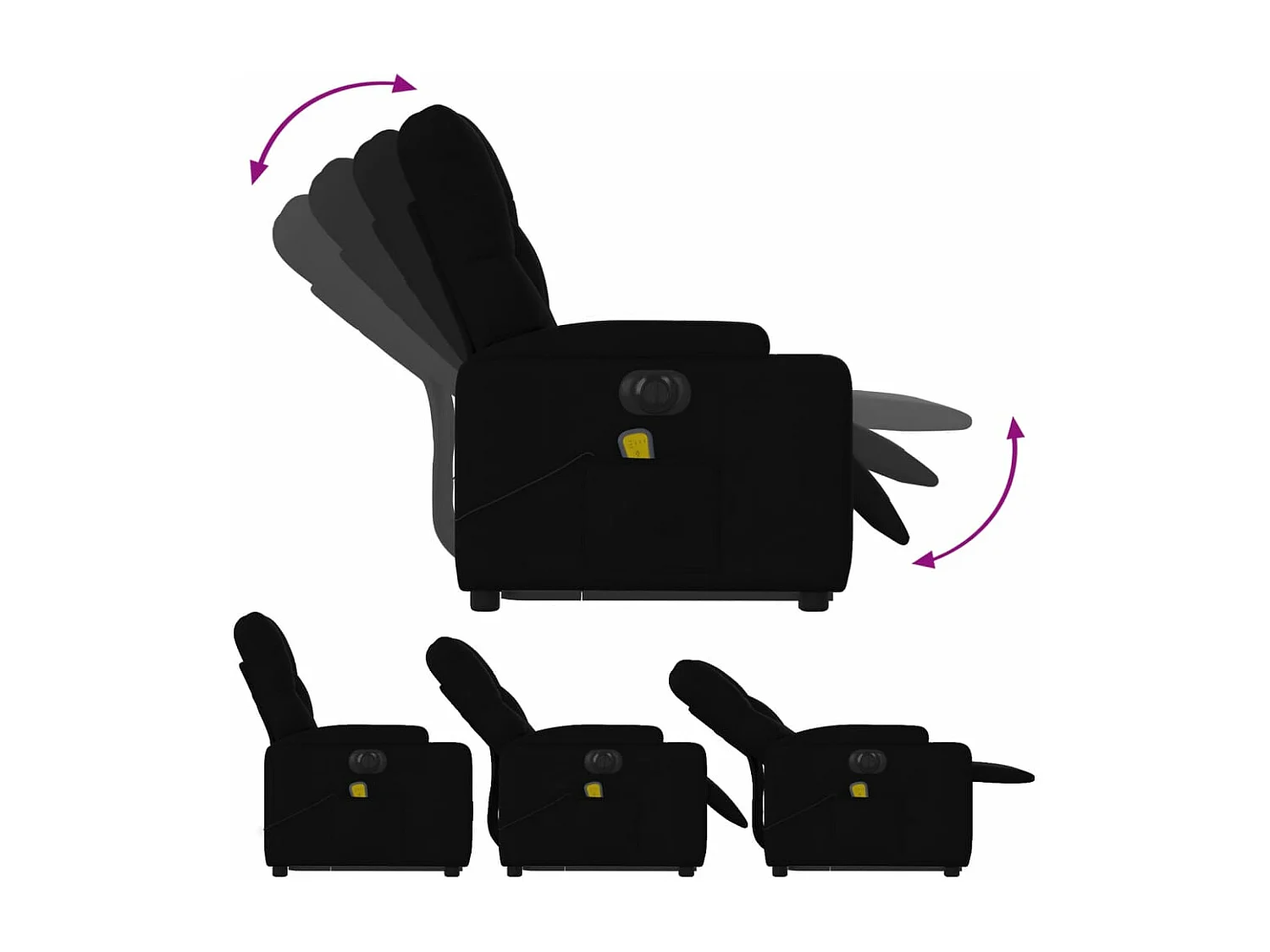 Fauteuil inclinable massant électrique Noir Tissu