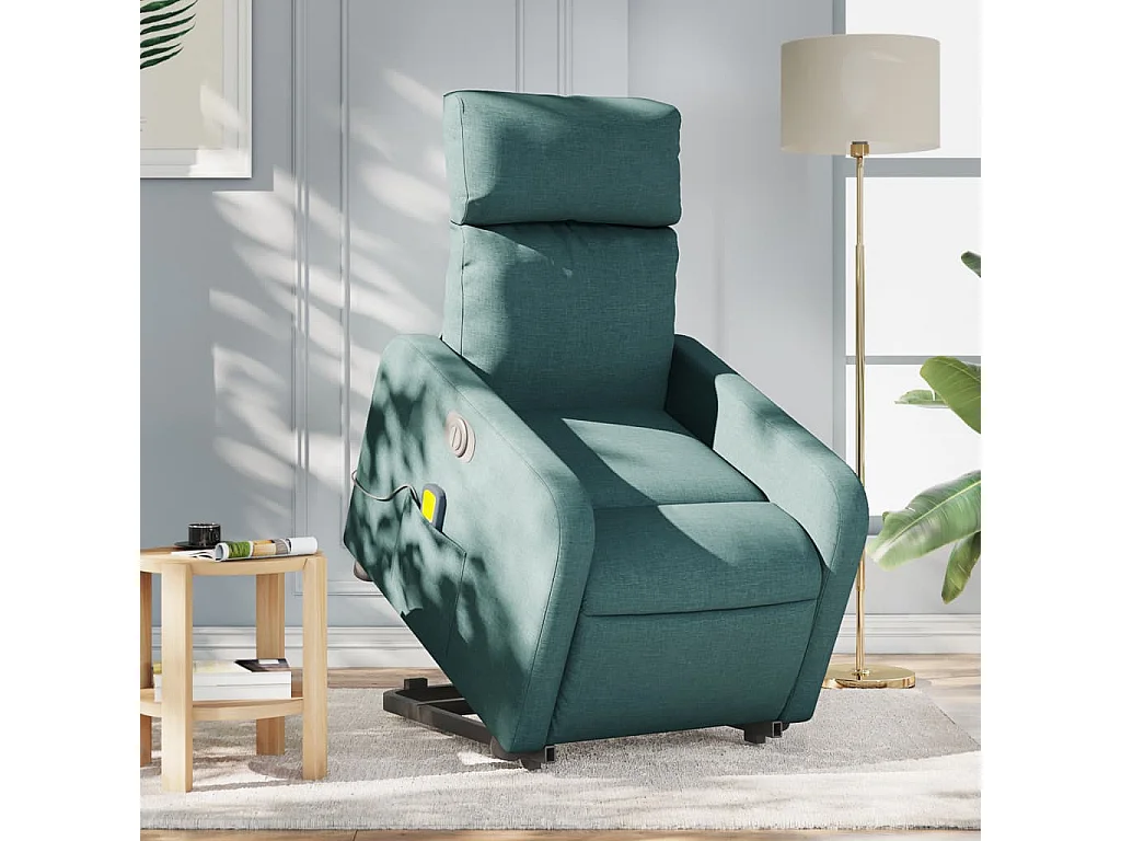 Fauteuil inclinable massant électrique Vert foncé Tissu