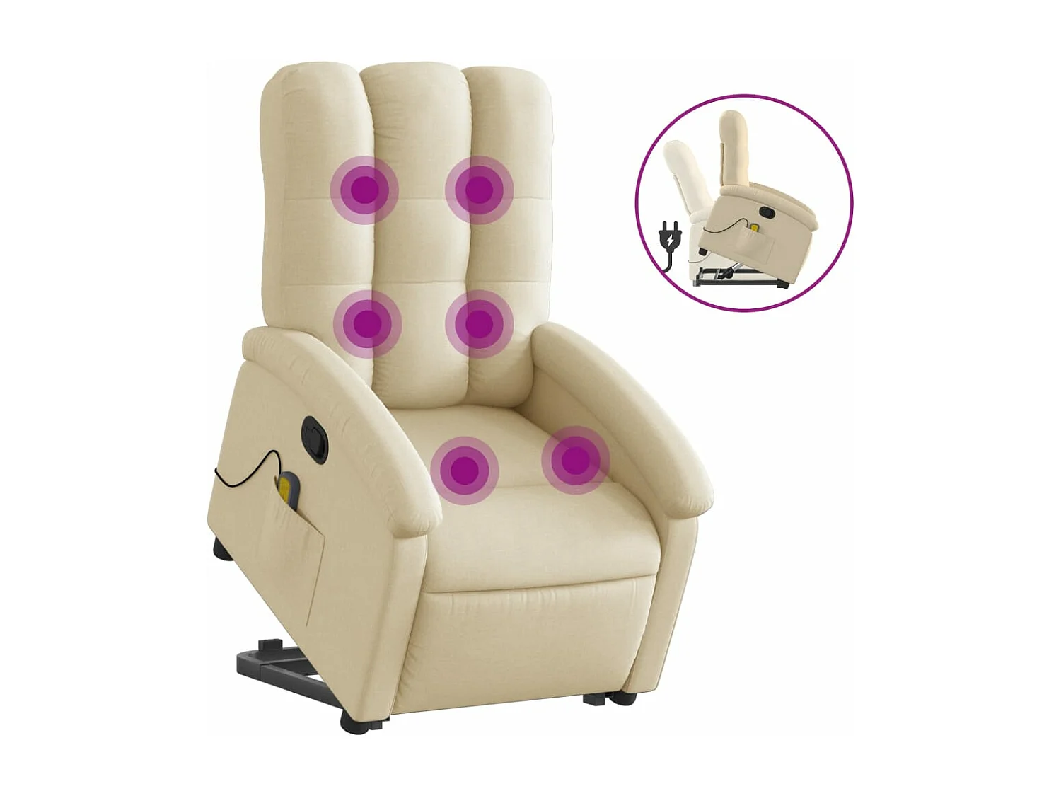 Fauteuil inclinable massant Crème Tissu