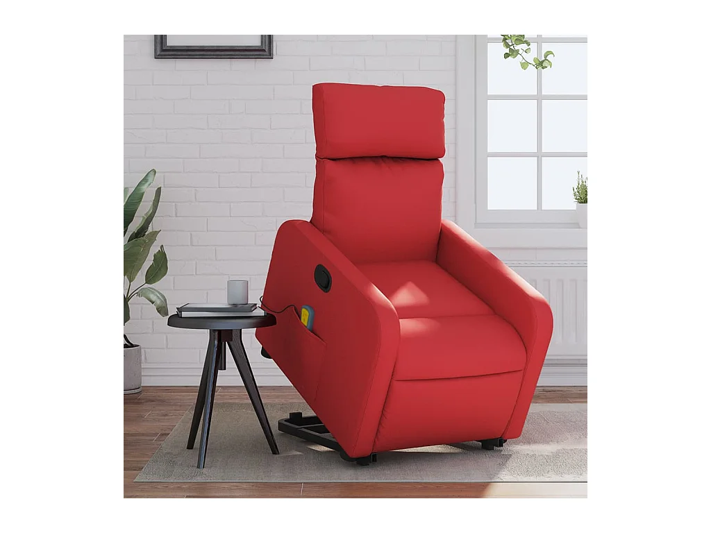 Fauteuil inclinable massant Rouge Similicuir
