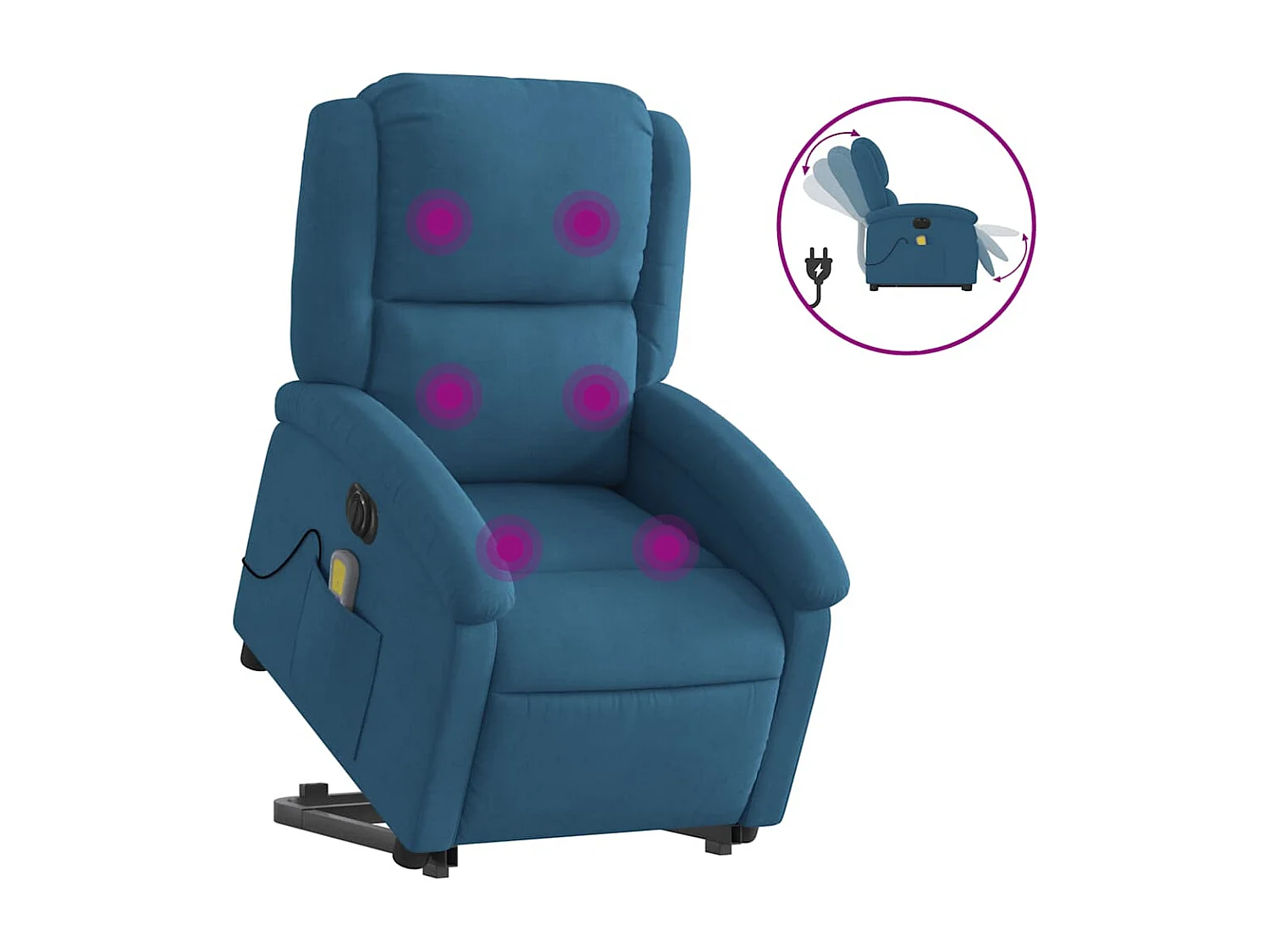 Fauteuil inclinable massant électrique bleu velours
