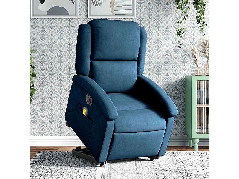 Fauteuil inclinable massant électrique bleu velours