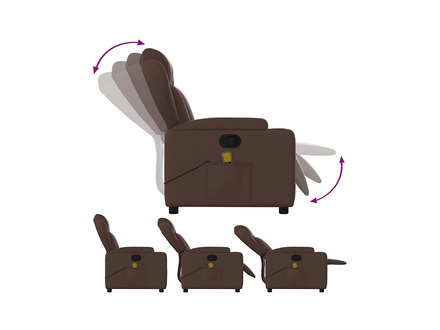 Fauteuil massant inclinable Marron Similicuir