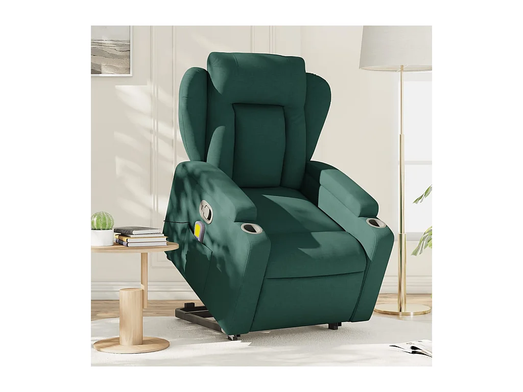 Fauteuil inclinable massant Vert foncé Tissu