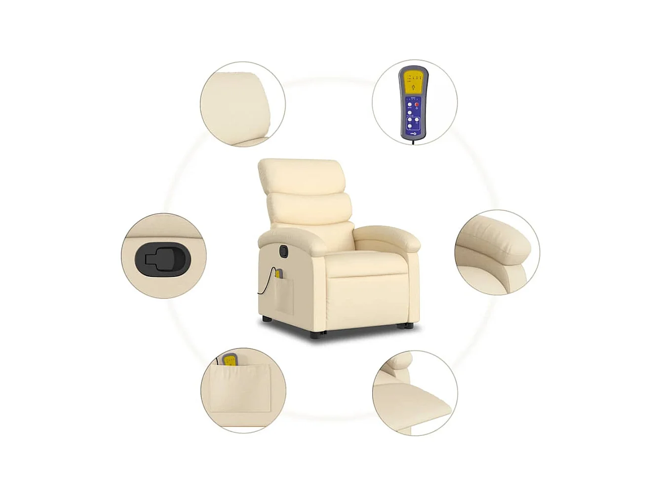 Fauteuil inclinable massant Crème Tissu