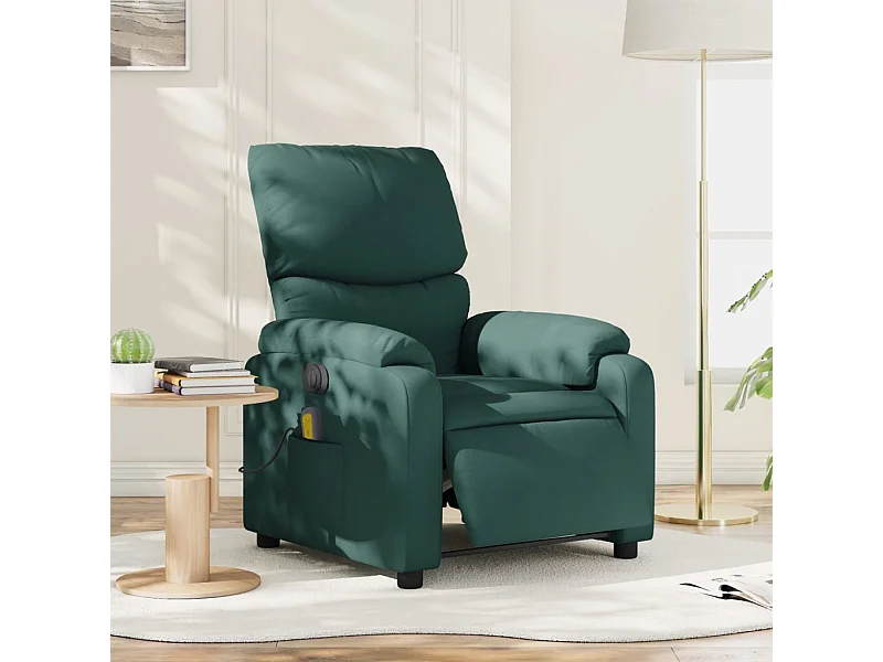 Fauteuil massant inclinable électrique Vert foncé Tissu
