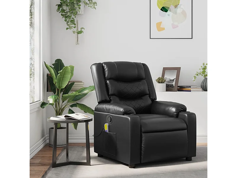 Fauteuil massant inclinable Noir Similicuir