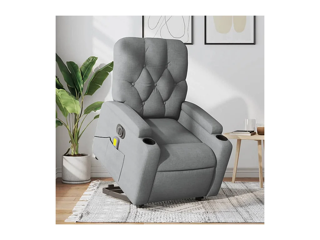 Fauteuil inclinable massant électrique Gris clair Tissu
