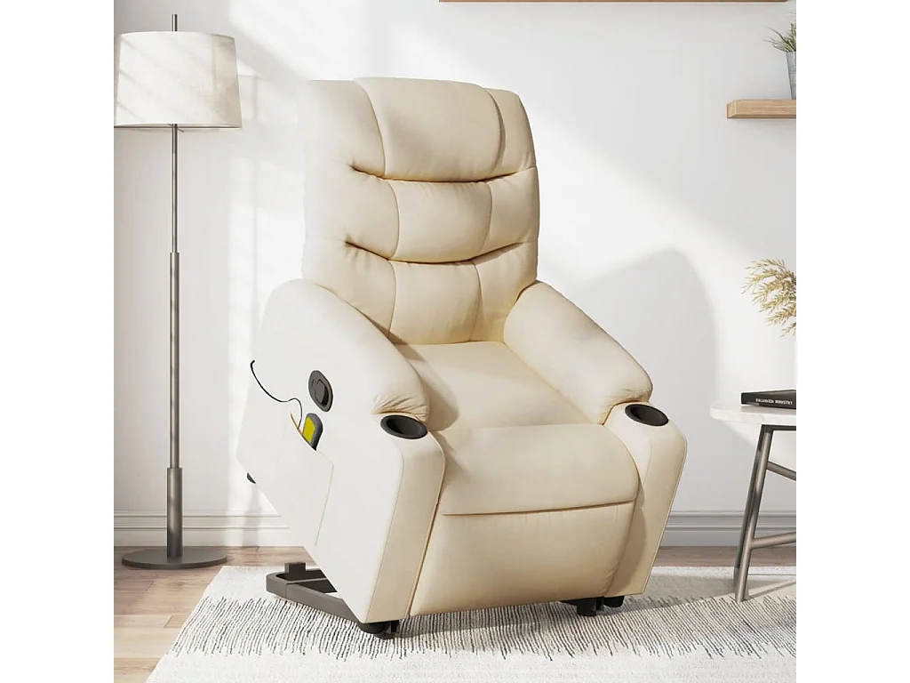 Fauteuil inclinable massant Crème Tissu
