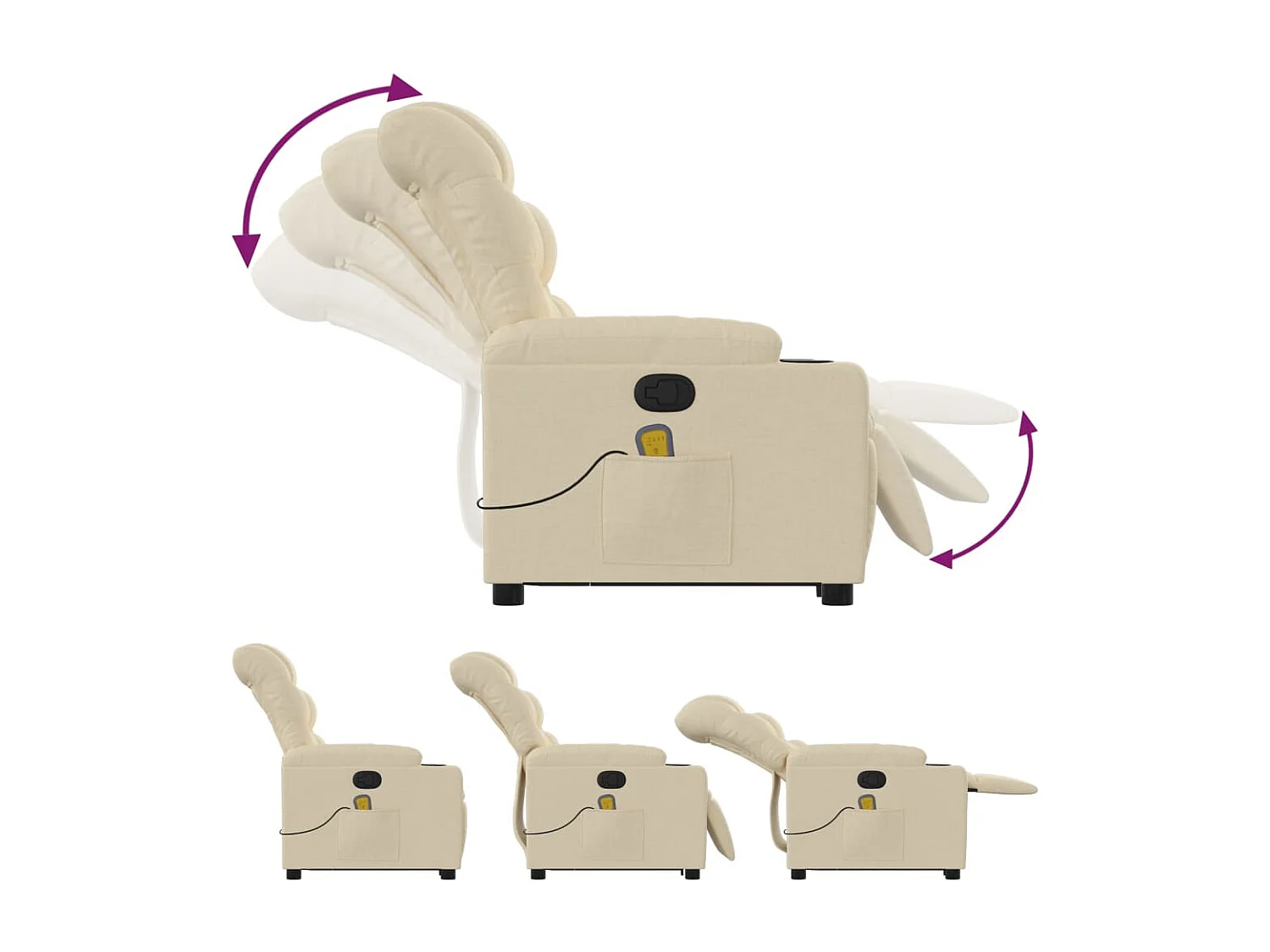 Fauteuil inclinable massant Crème Tissu