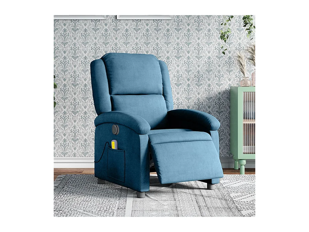 Fauteuil inclinable massant électrique bleu velours