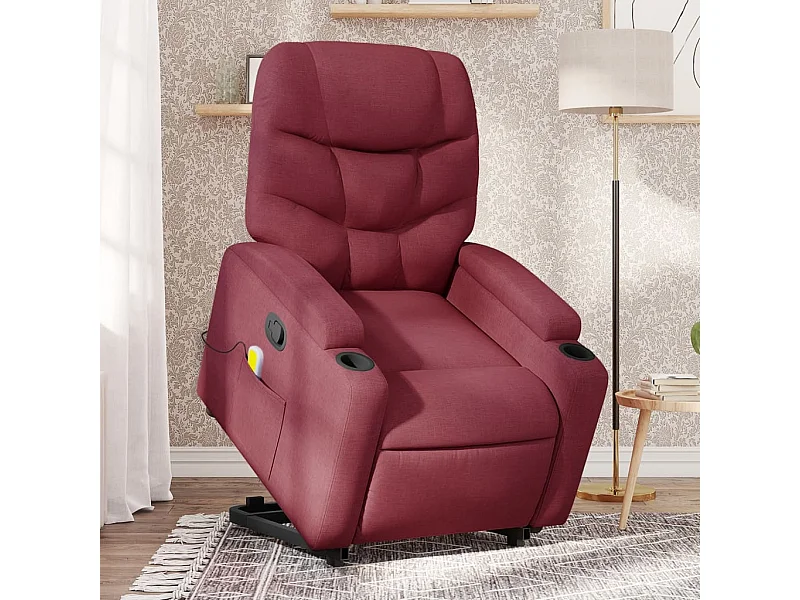 Poltrona de massagens reclin. elevatória tecido vermelho tinto