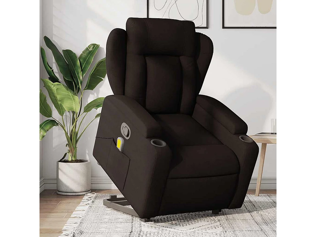 Fauteuil inclinable massant Marron foncé Tissu