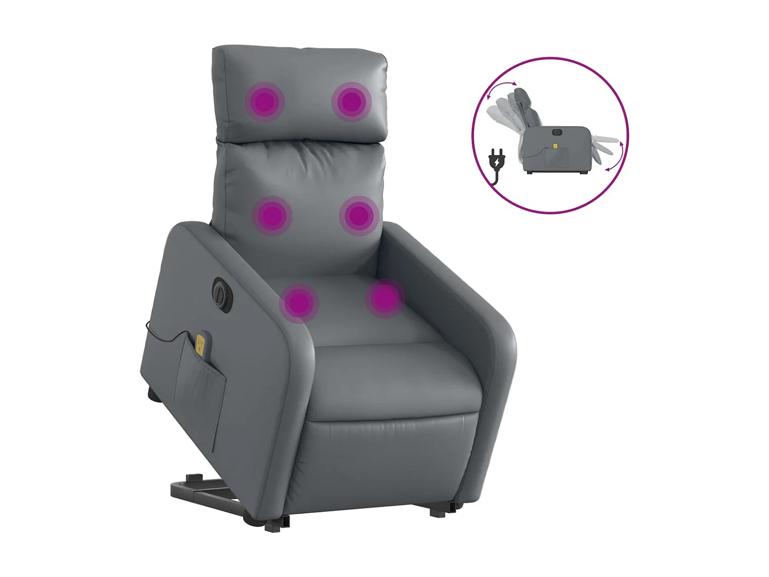 Fauteuil inclinable massant électrique gris similicuir