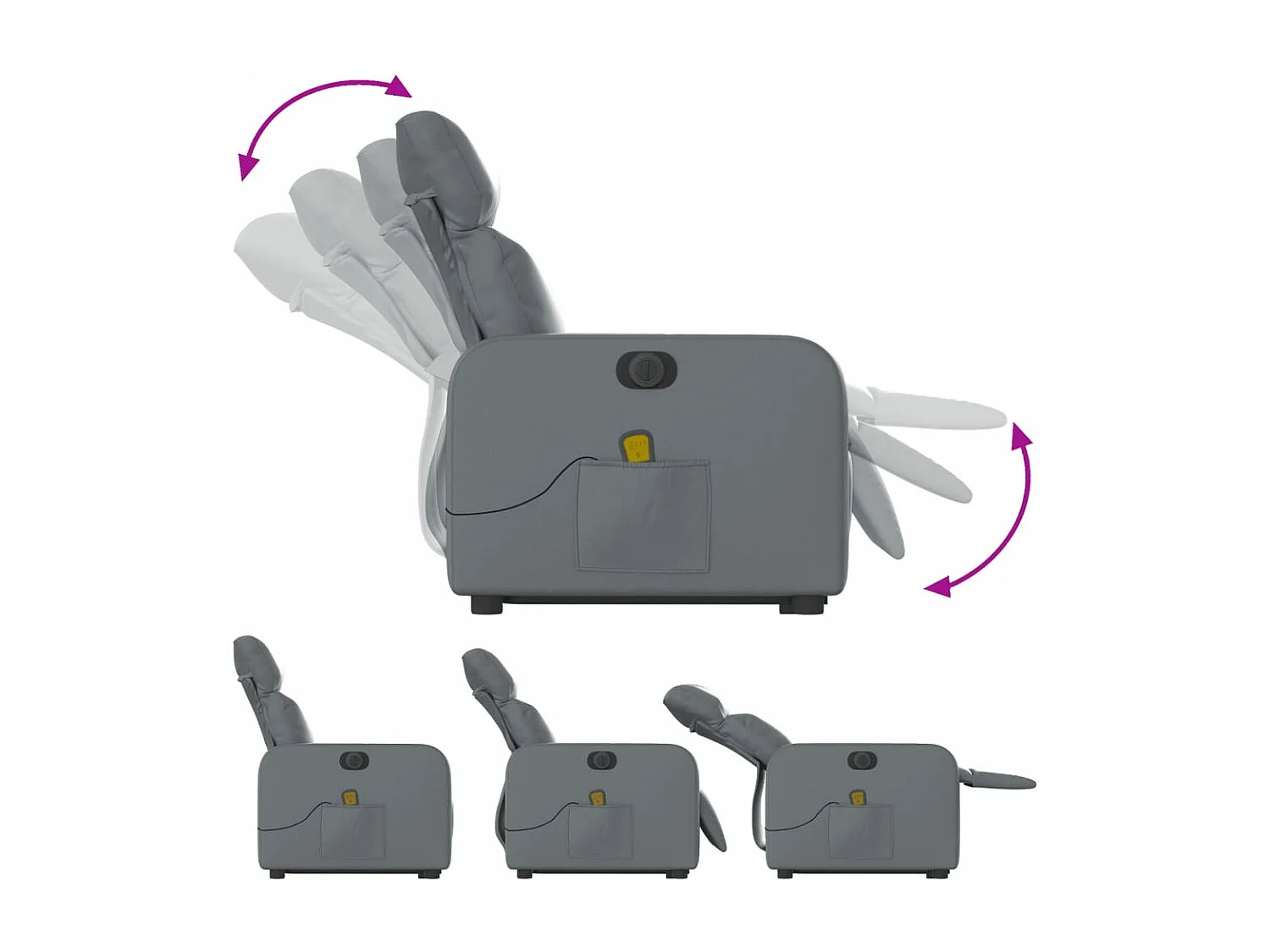 Fauteuil inclinable massant électrique gris similicuir