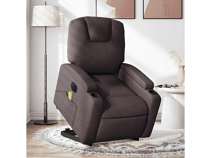 Fauteuil inclinable massant électrique Marron foncé Tissu