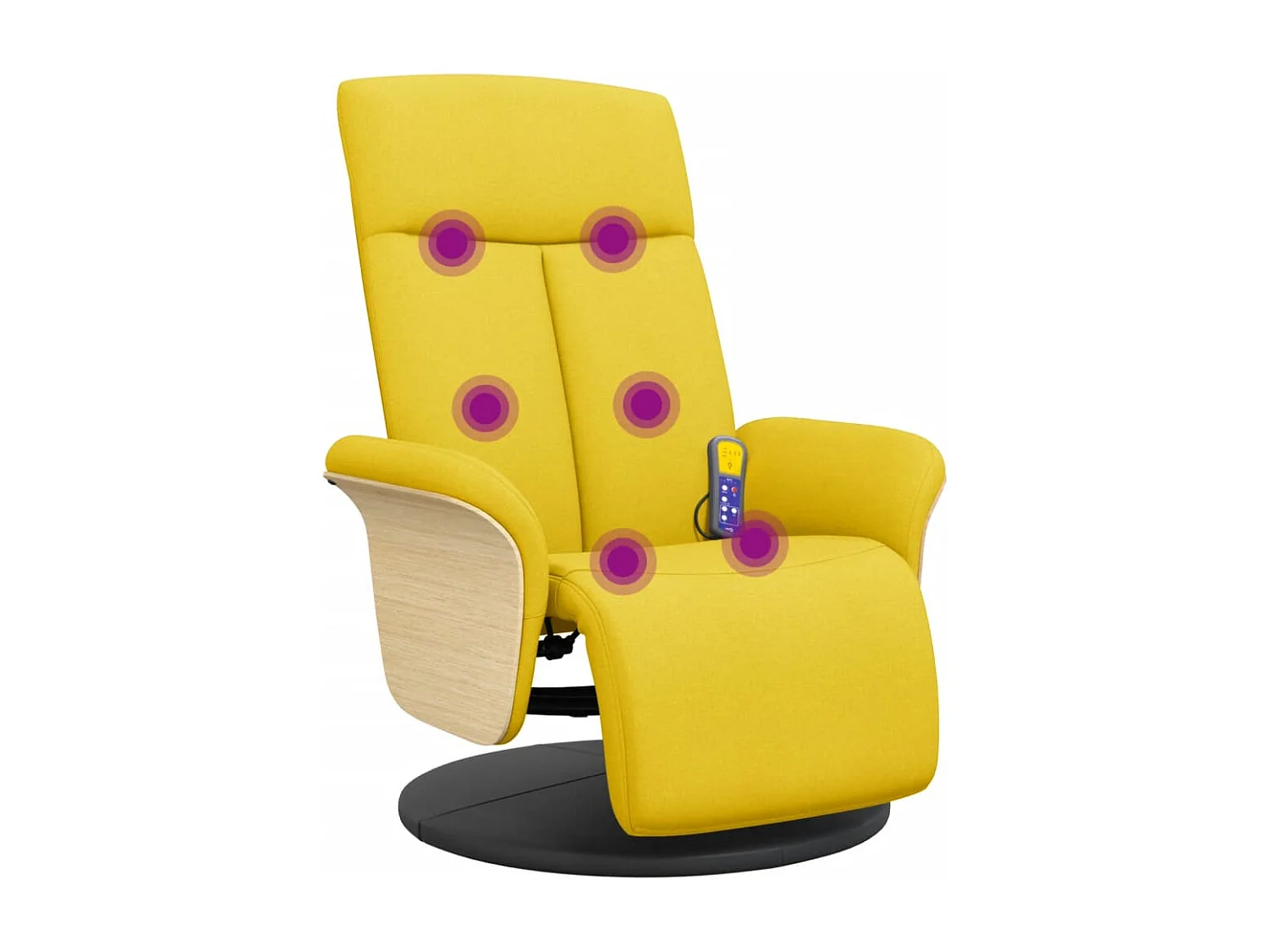 Fauteuil inclinable massant repose-pieds jaune clair tissu