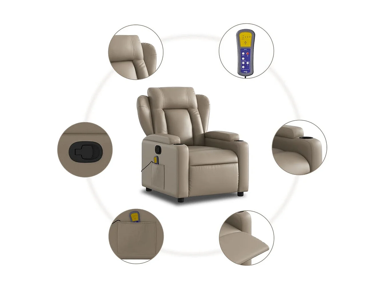 Fauteuil massant inclinable Cappuccino Similicuir