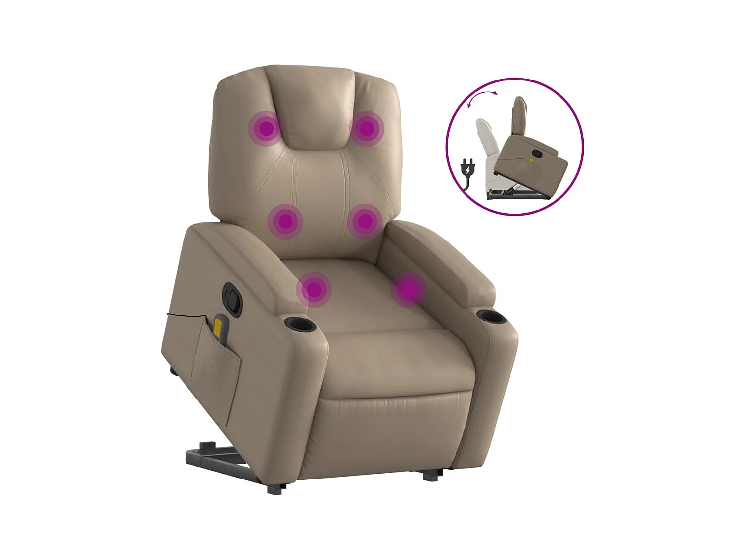 Fauteuil inclinable massant Cappuccino Similicuir
