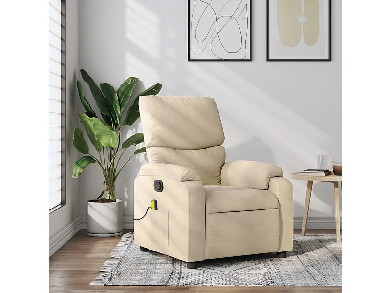 Fauteuil massant inclinable Crème Tissu