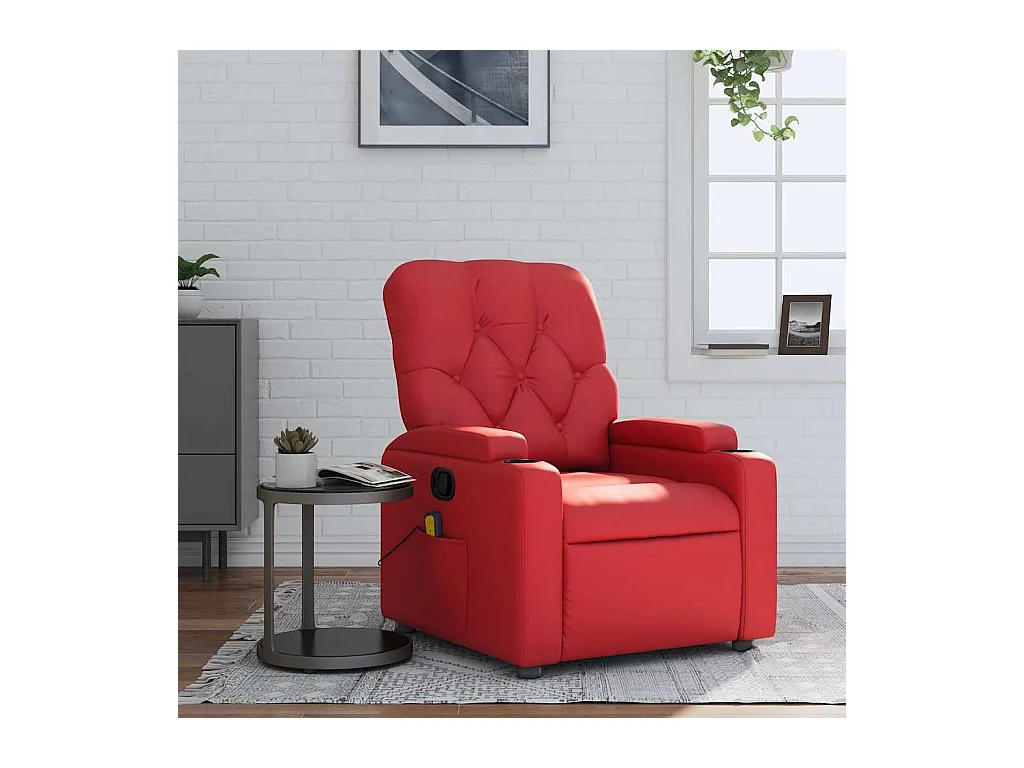 Fauteuil massant inclinable rouge similicuir