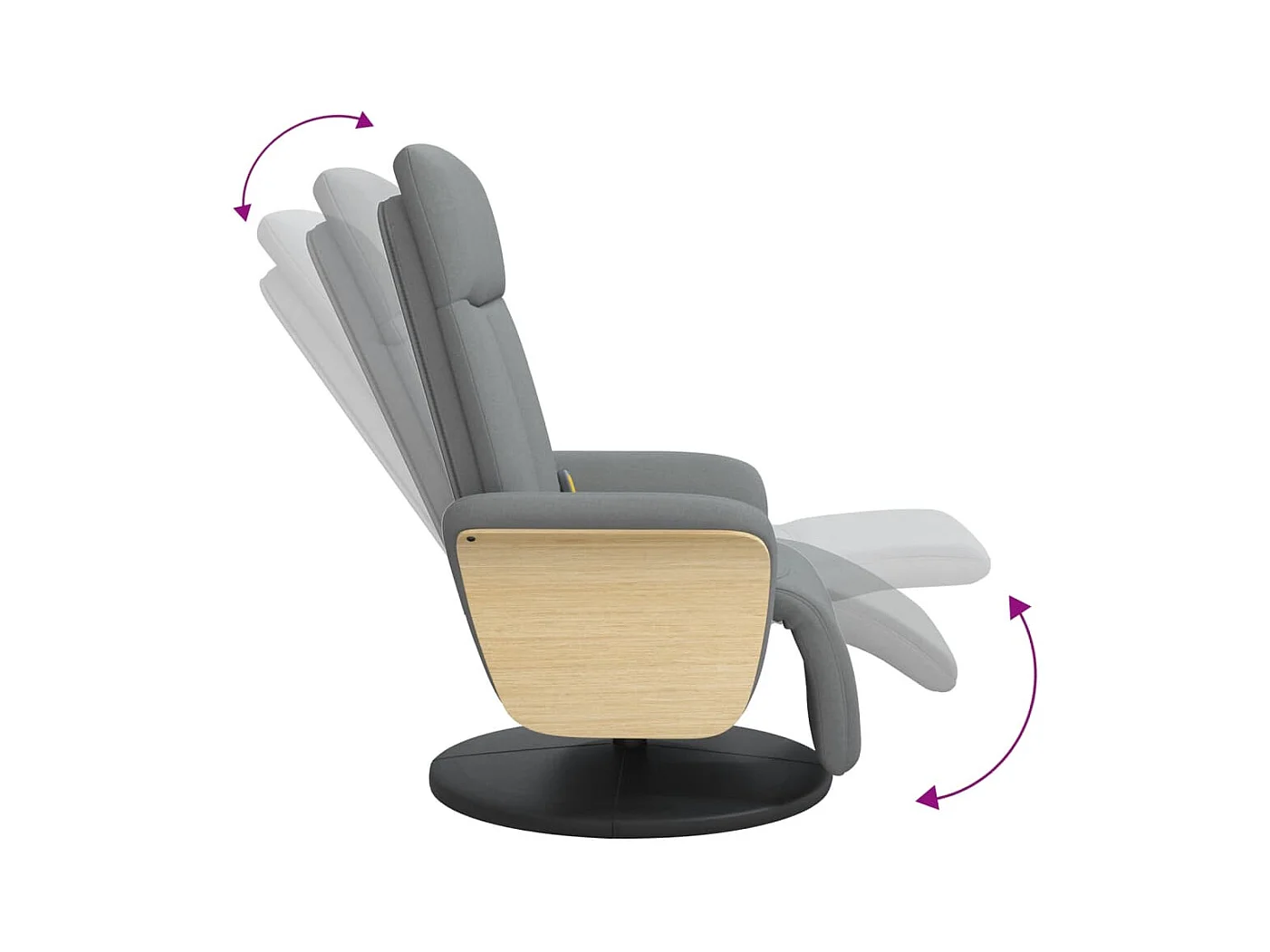 Fauteuil inclinable massant et repose-pieds gris clair tissu