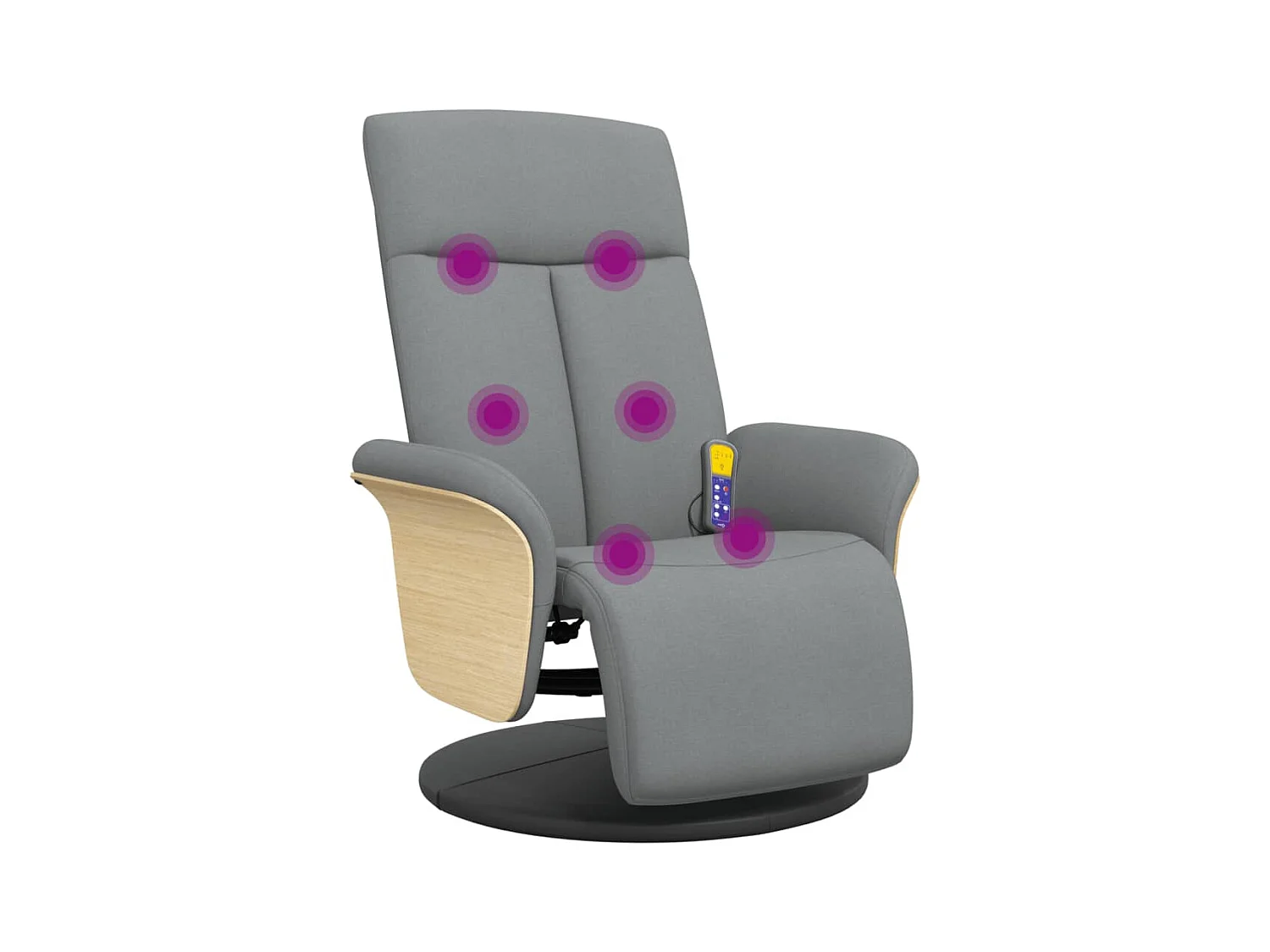 Fauteuil inclinable massant et repose-pieds gris clair tissu