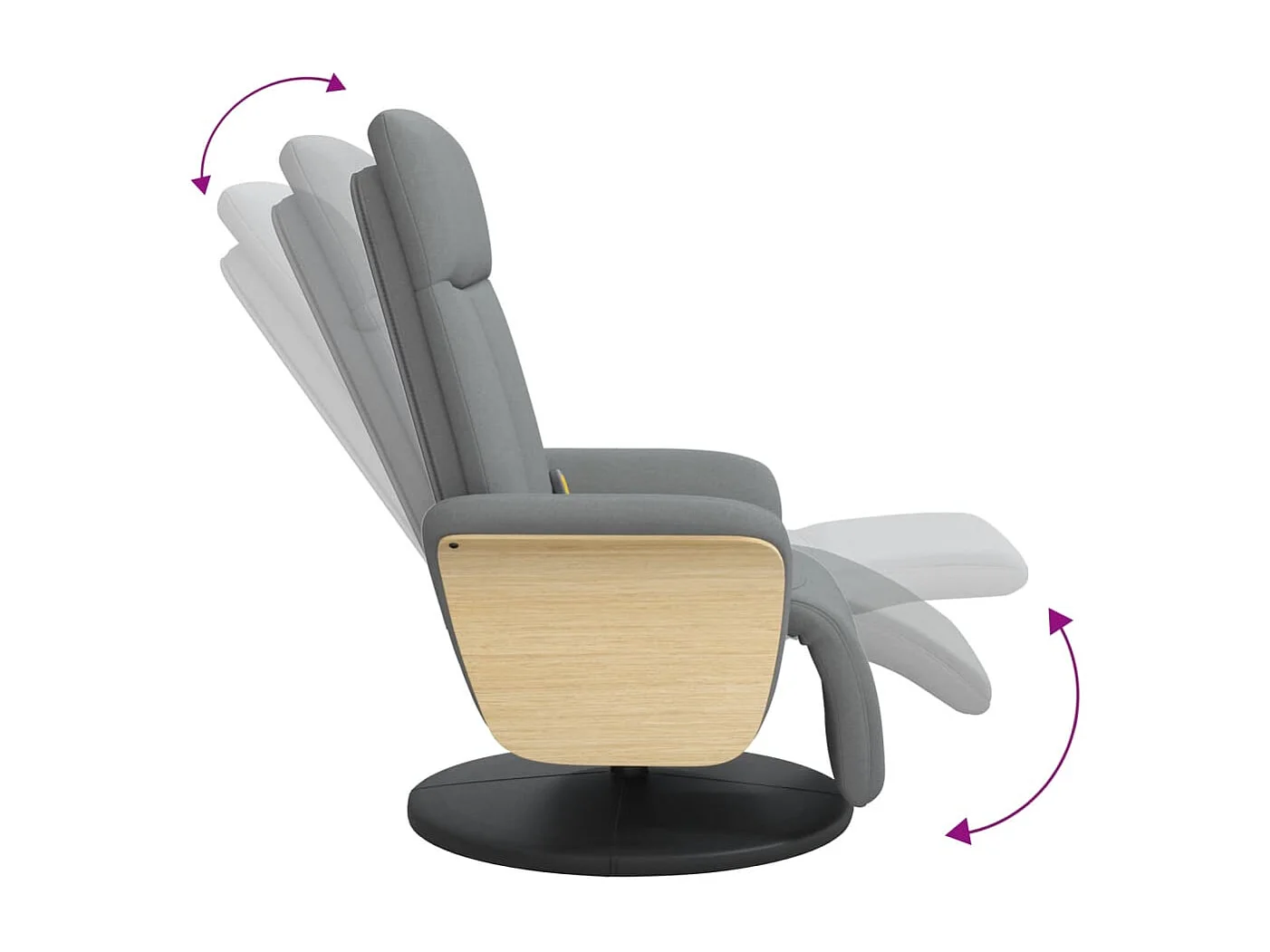 Fauteuil inclinable massant et repose-pieds gris clair tissu