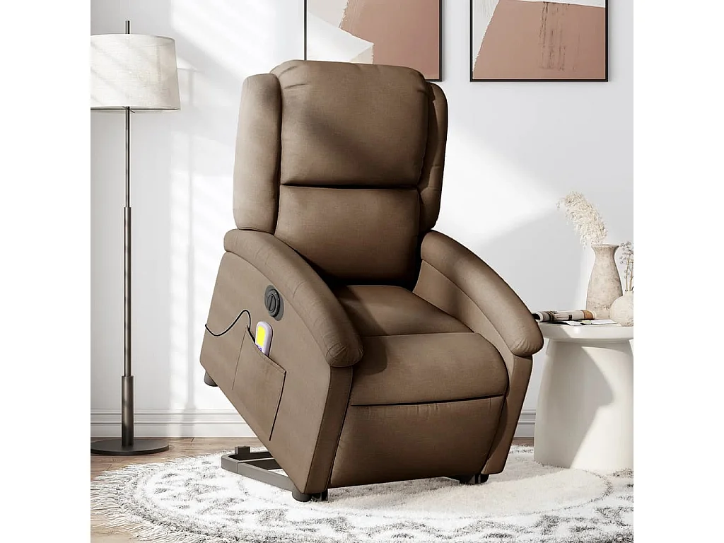 Fauteuil inclinable massant électrique Marron Tissu