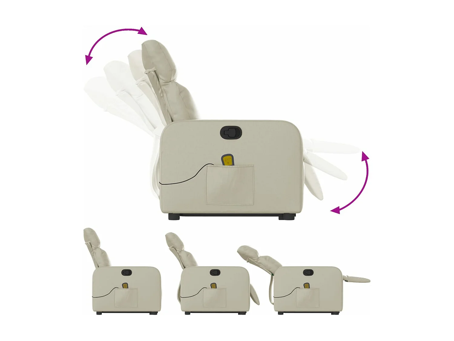 Fauteuil inclinable massant Crème Similicuir