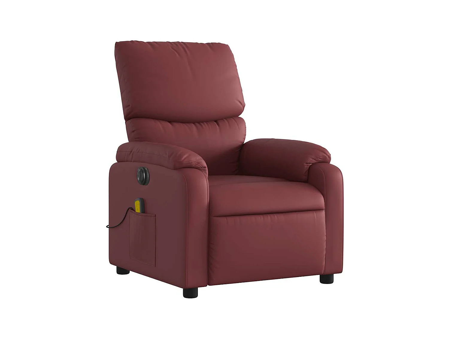 Sillón masaje reclinable eléctrico cuero sintético rojo tinto